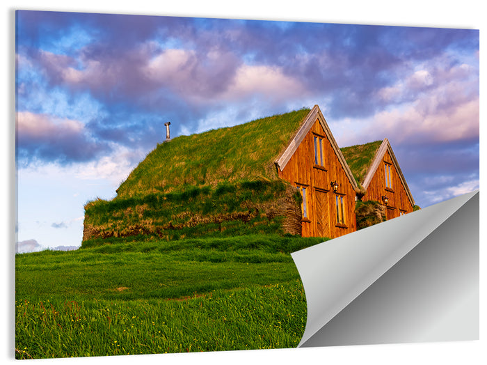 Icelandic Turf Houses at Dusk Wall Art as a poster print