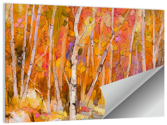 Autumn Birch Grove Painting Wall Art as a poster print