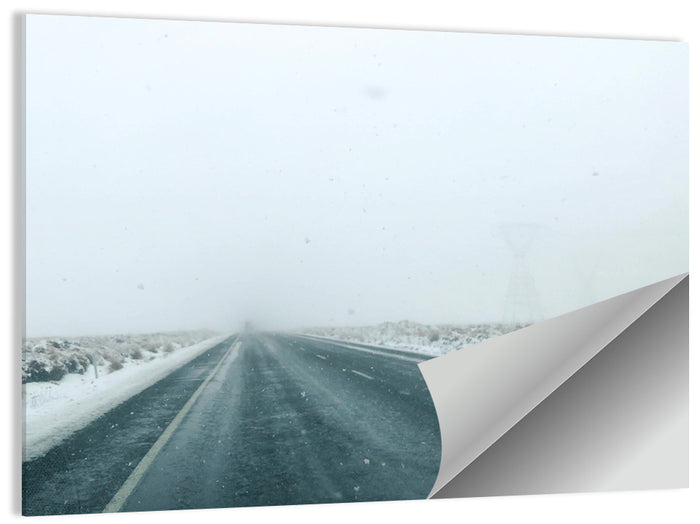 Foggy Winter Mountain Road Wall Art as a poster print