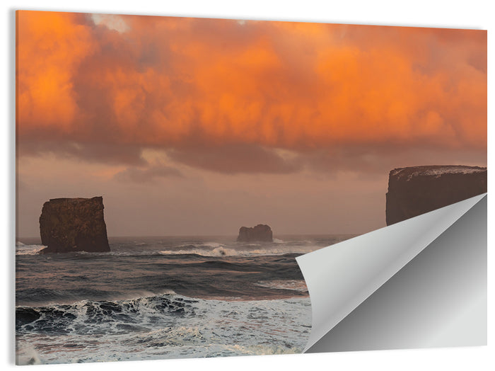 Dyrholaey Sunrise Seascape Wall Art as a poster print