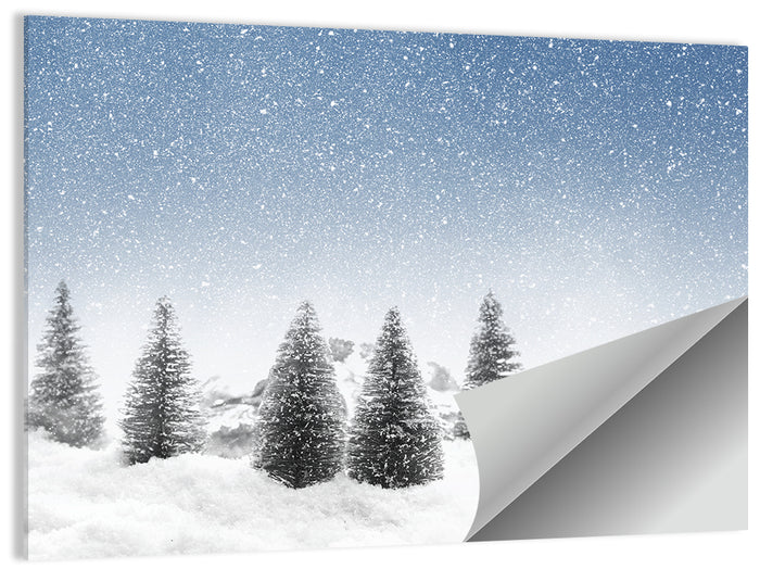 Winter Pine Trees Landscape Wall Art as a poster print