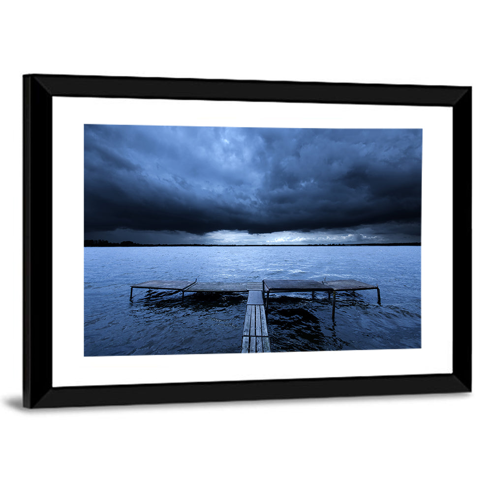 Stormy Cloud and Lake Pier Wall Art