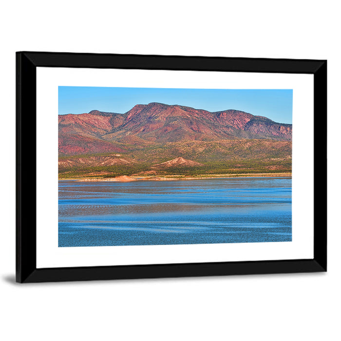 Blue Roosevelt Lake Vista Wall Art as a framed print