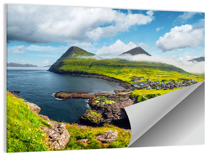 Gjógv Harbor Coastal Village Wall Art as a poster print