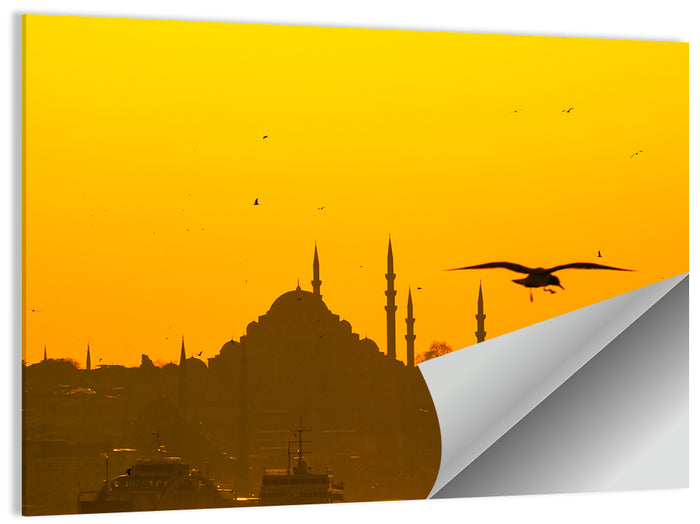 Süleymaniye Mosque Golden Hour Silhouette Wall Art as a poster print