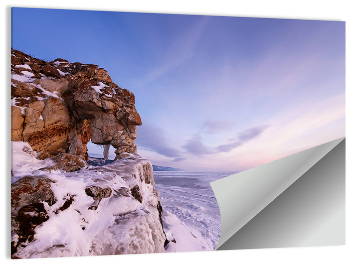 Lake Baikal Rock Arch at Winter Twilight Wall Art as a poster print