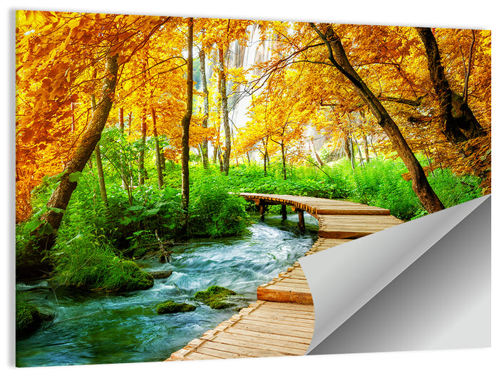 Plitvice Autumn Boardwalk Wall Art as a poster print
