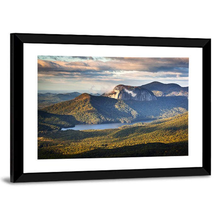 Table Rock Sunrise Over Looking Glass Rock Wall Art as a framed print