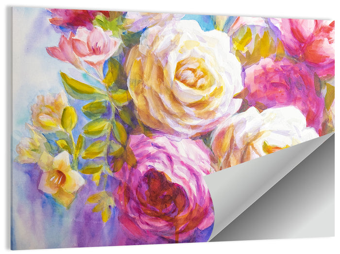 Layered Watercolor Rose Bouquet Wall Art as a poster print