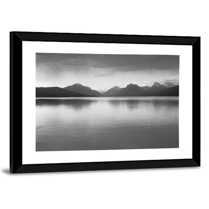 Lake Mcdonald Monochrome Reflection Wall Art as a framed print