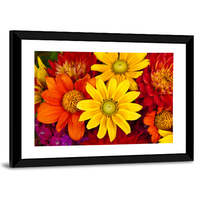 Fresh Autumn Flowers Wall Art as a framed print