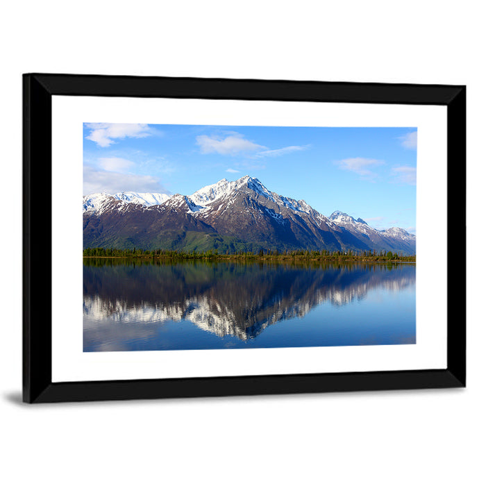 Pioneer Peak Reflected in Jim Lake Wall Art as a framed print