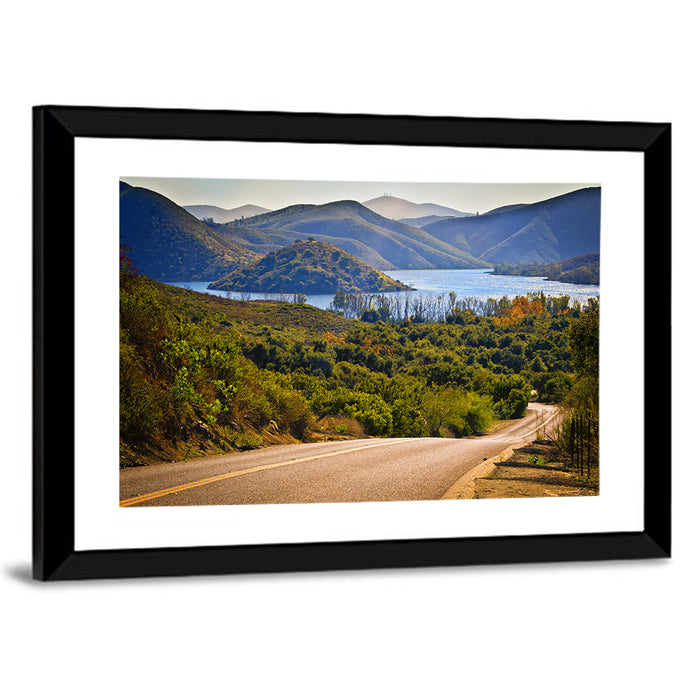 Lake Hodges Roadside Vista Wall Art as a framed print