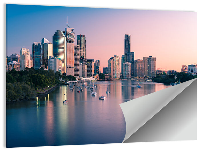 Brisbane River Skyline at Dusk Wall Art as a poster print