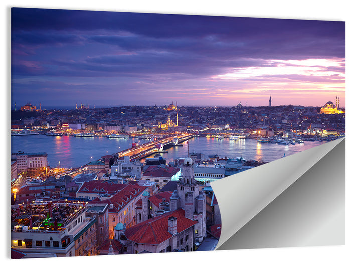 Istanbul Twilight Skyline Wall Art as a poster print