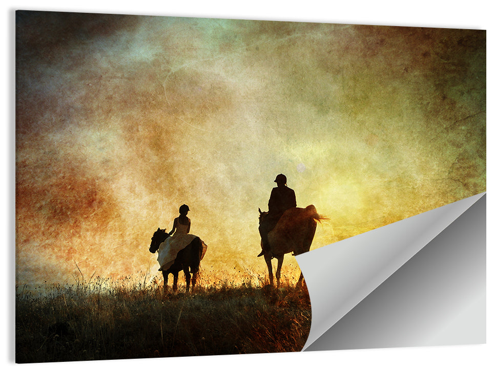 Horse Riders Silhouette Wall Art