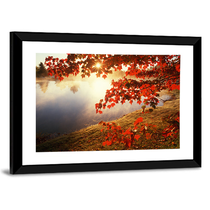 Autumn Pond Sunrise Connecticut Wall Art as a framed print