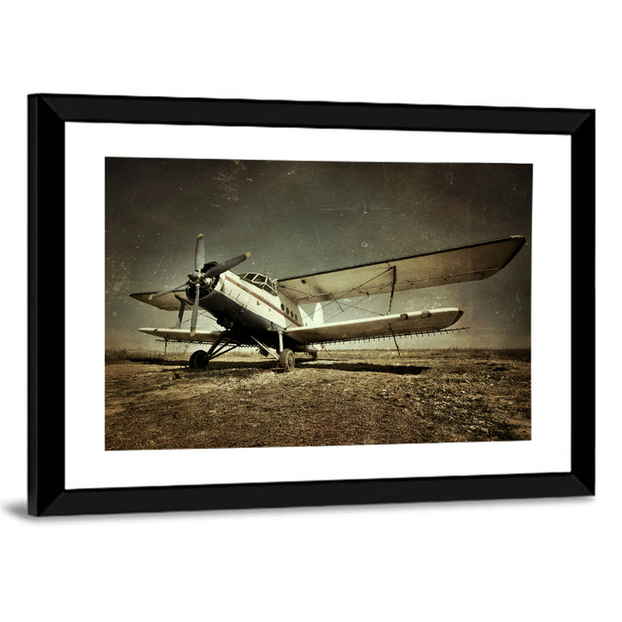 Vintage Military Biplane Wall Art as a framed print