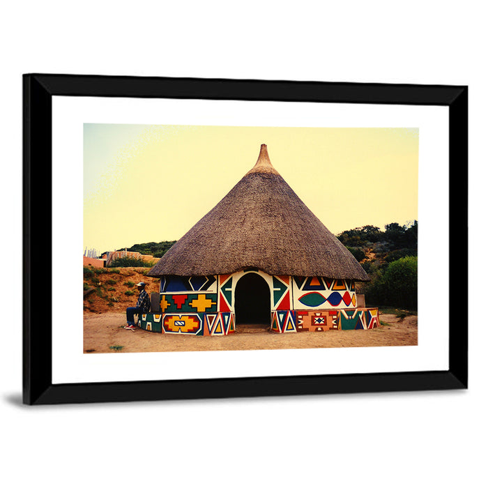 Ndbele Tribe Hut Wall Art as a framed print