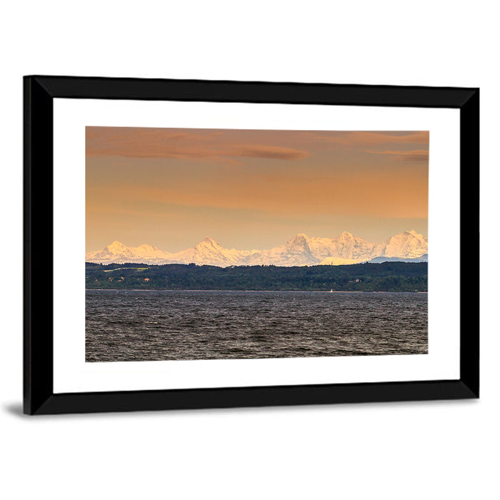 Lake Neuchatel Golden Hour Wall Art as a framed print