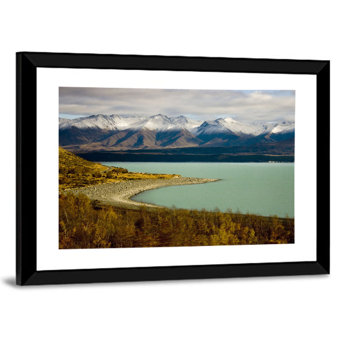 Lake Pukaki Autumn Shoreline Wall Art as a framed print