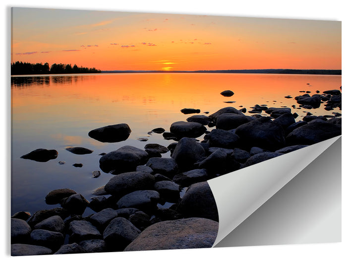 Rocky Lake Sunset Wall Art as a poster print