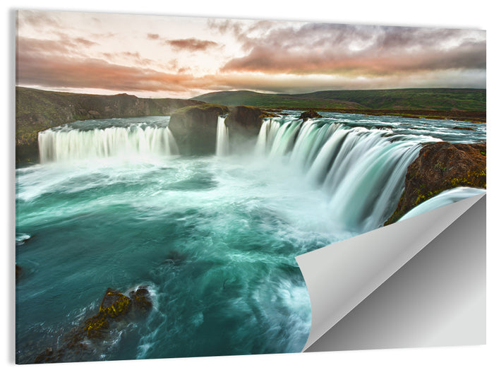 Goðafoss Waterfall at Golden Hour Wall Art as a poster print