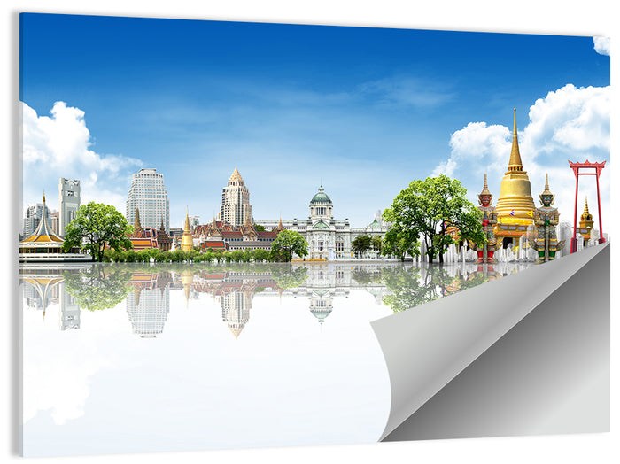 Bangkok Landmarks Reflection Scene Wall Art as a poster print