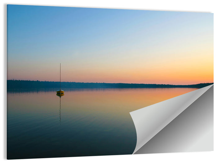 Cyprus Lake Sunset Boat Wall Art as a poster print