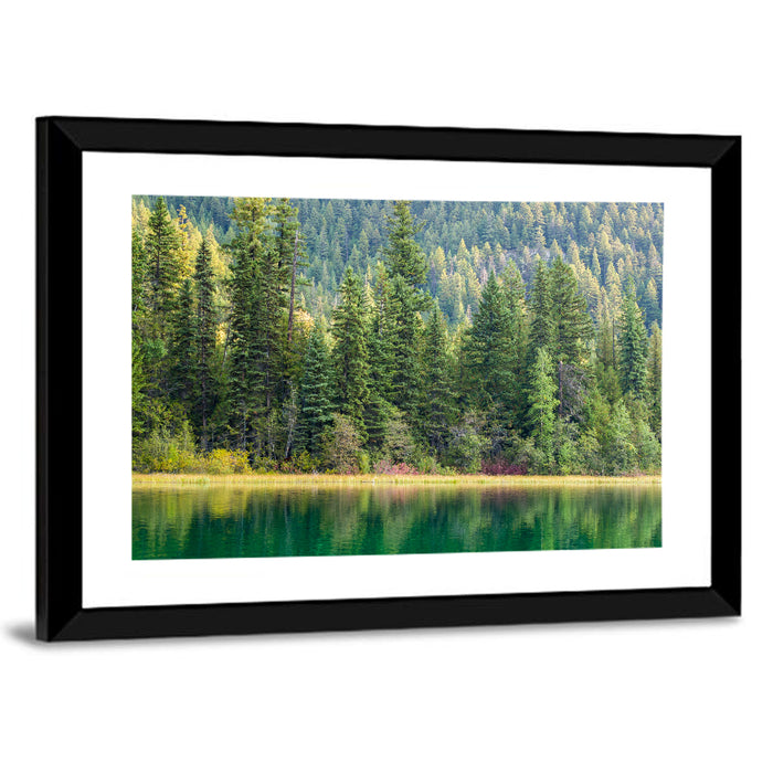 Tranquil Forest Lake Wall Art as a framed print