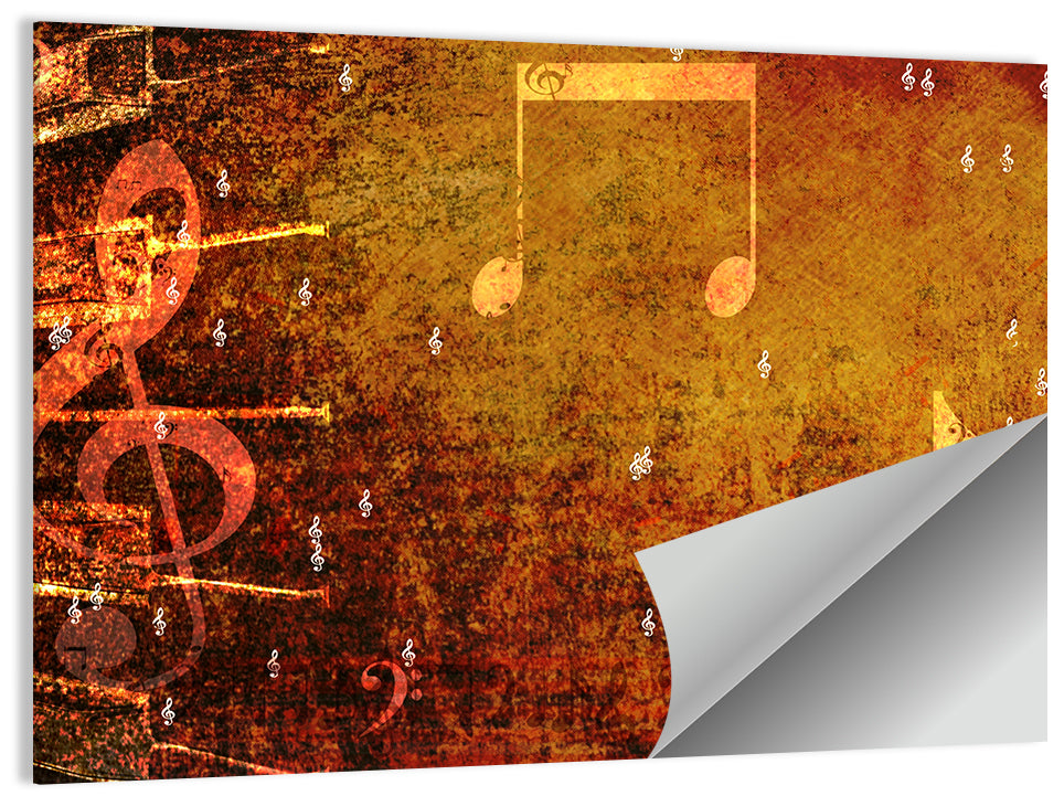 Grunge Sheet Music Collage Wall Art, poster print, landscape