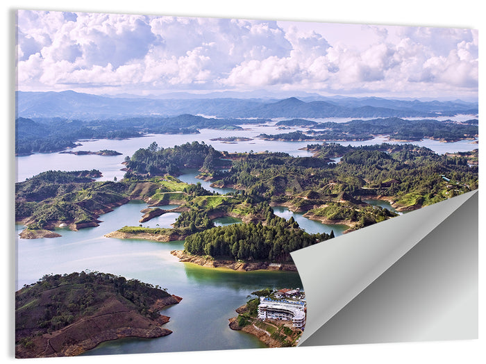 Guatapé Reservoir Aerial View Wall Art as a poster print