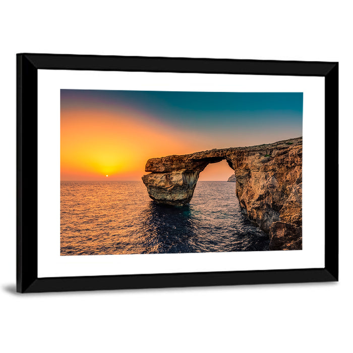 Azure Window Sunset, Dwejra Wall Art as a framed print