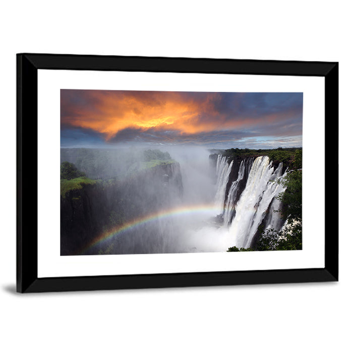 Victoria Falls Rainbow at Dusk Wall Art as a framed print