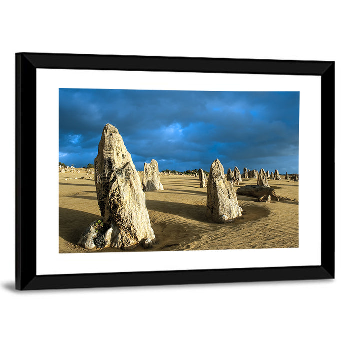 Pinnacles Desert at Golden Hour Wall Art as a framed print