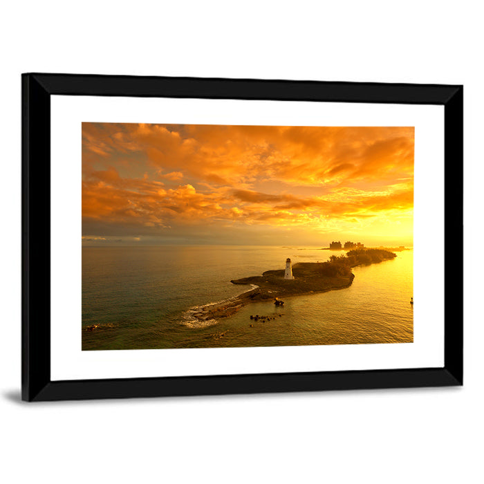 Nassau Lighthouse at Golden Hour Wall Art as a framed print