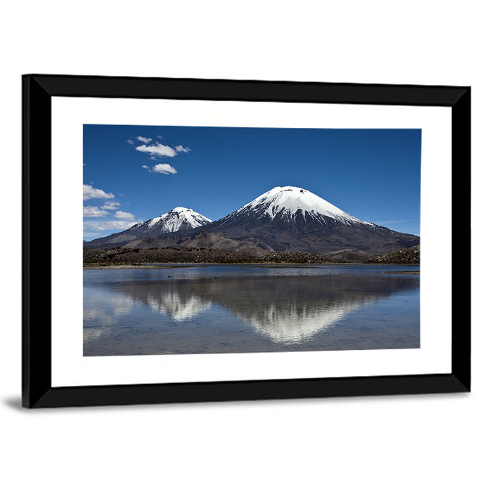 Parinacota Volcano Reflection Wall Art as a framed print