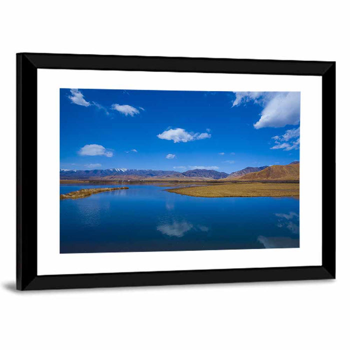 Clear Blue Lake China Wall Art as a framed print