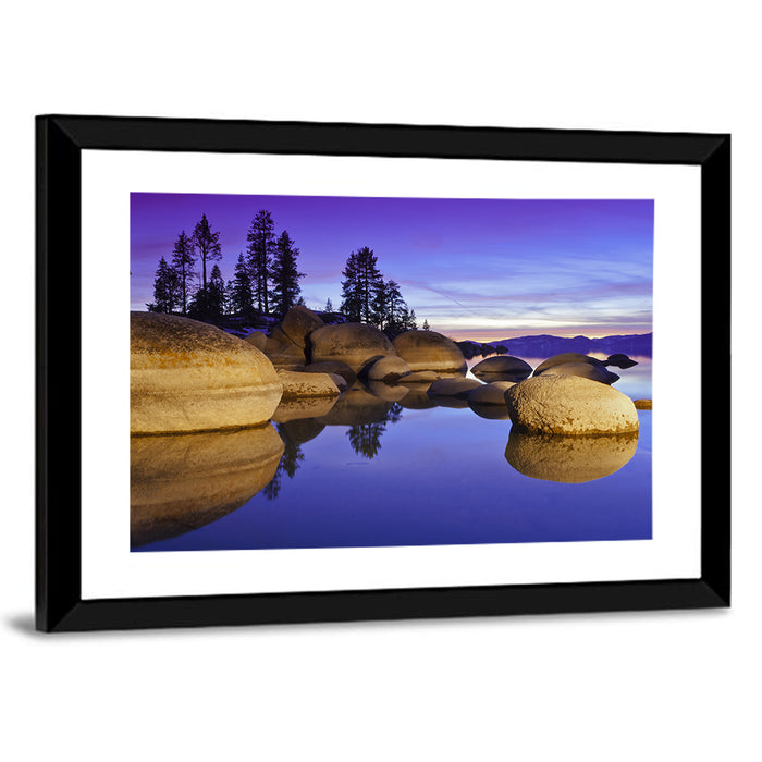 Lake Tahoe Twilight Wall Art as a framed print