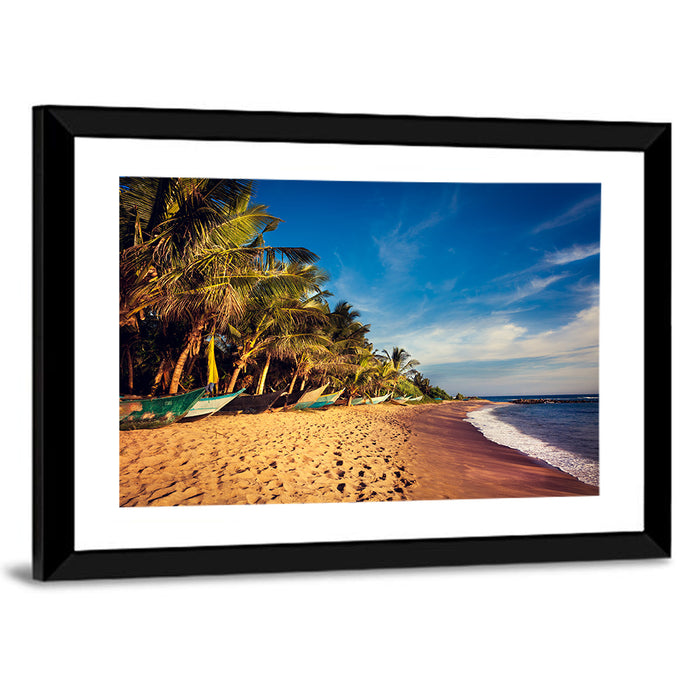 Mirissa Beach Morning Light Wall Art as a framed print