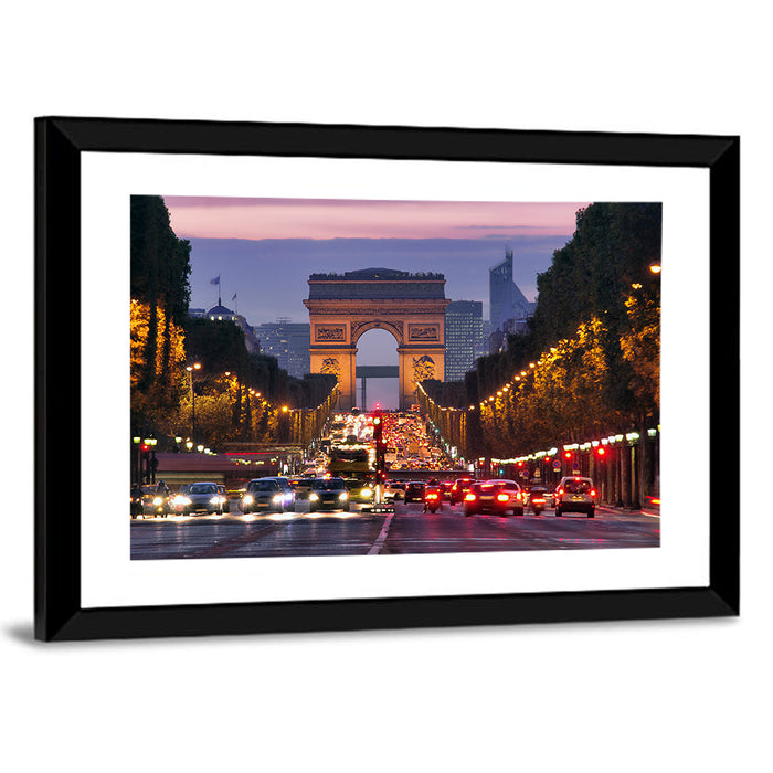 Arc De Triomphe at Twilight Wall Art as a framed print