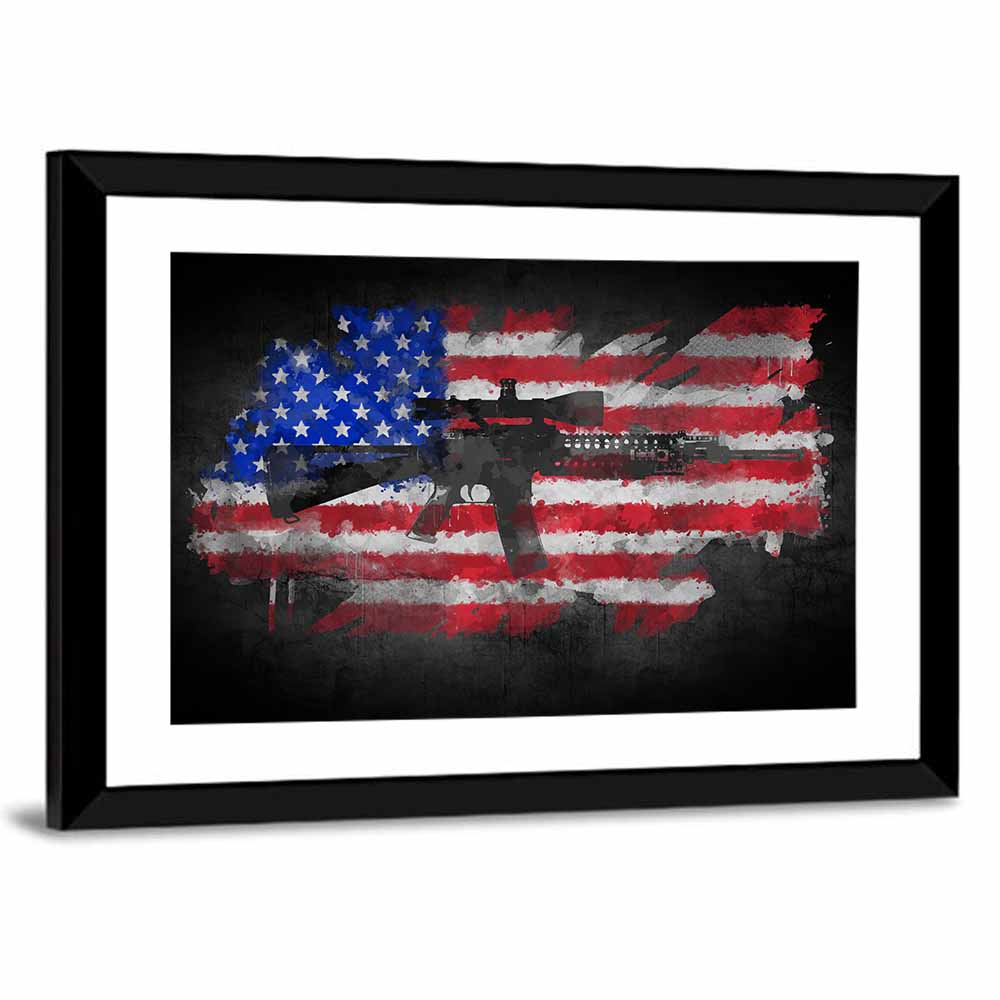 M16 on American Flag Wall Art
