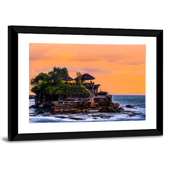 Tanah Lot Temple at Sunset Wall Art as a framed print