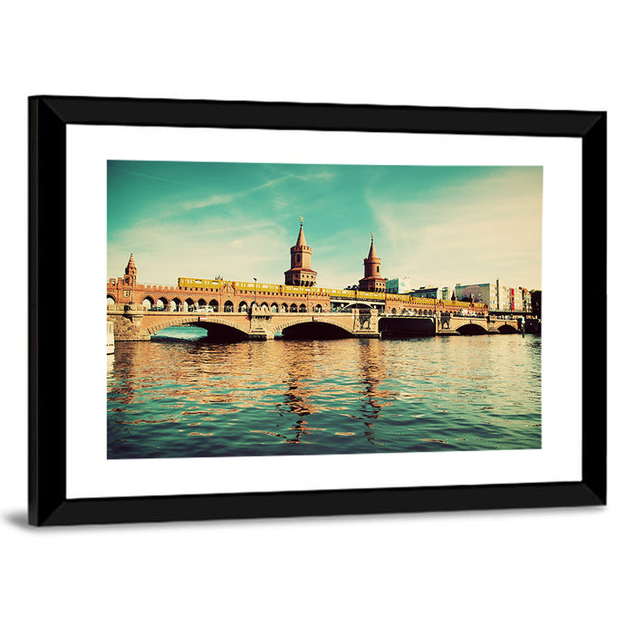 Oberbaum Bridge with Yellow Train Wall Art as a framed print