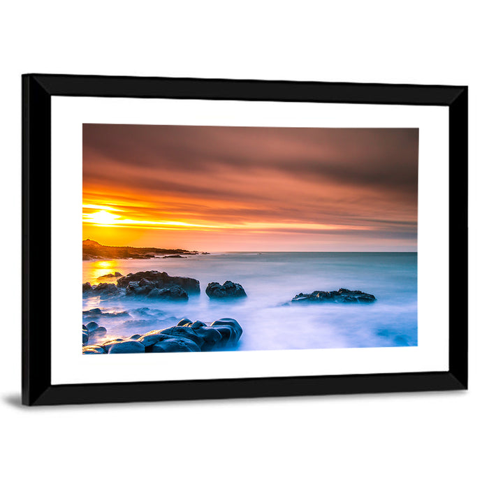 Reykjanes Golden Hour Beach Wall Art as a framed print