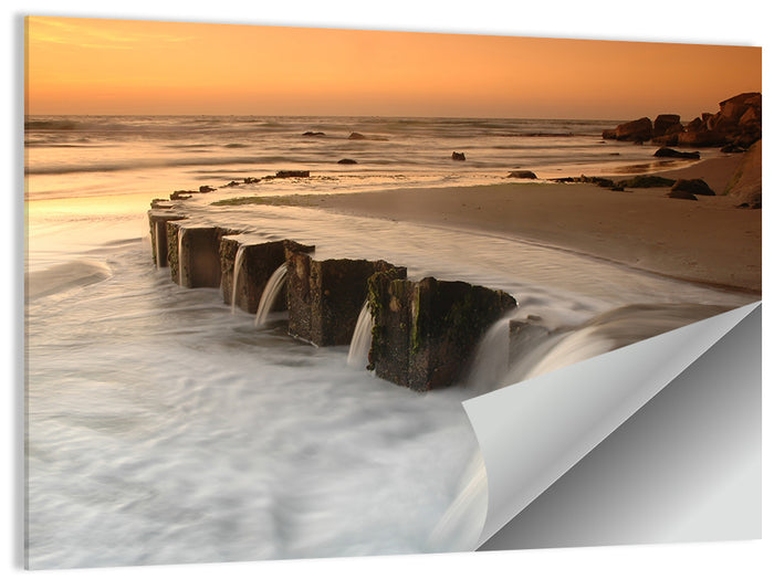 Breakwater at Golden Hour Wall Art as a poster print