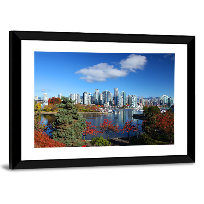 Vancouver Autumn Skyline Wall Art as a framed print