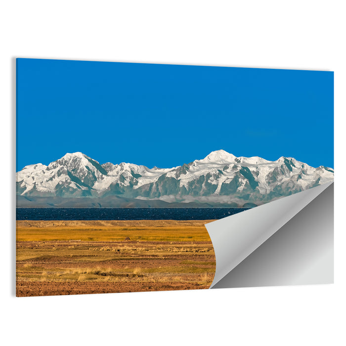Snow-capped Peaks Over Lake Titicaca Wall Art as a poster print