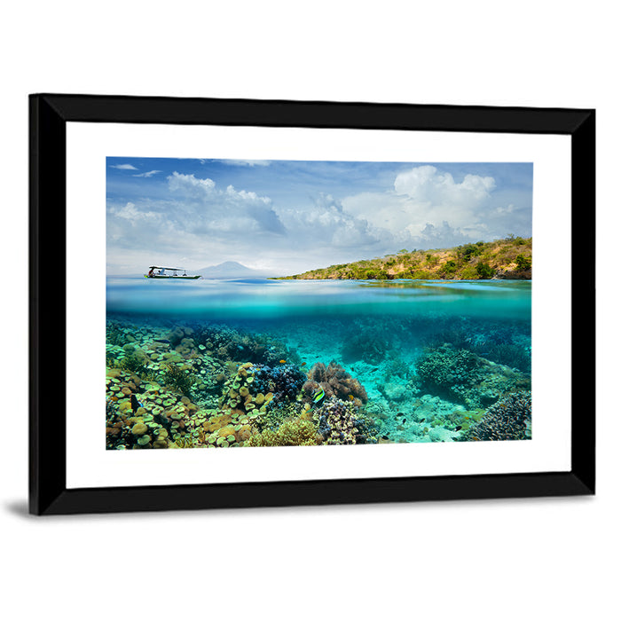 Menjangan Island Split View Wall Art as a framed print