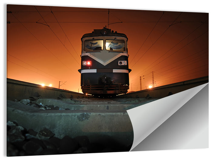 Cinematic Night Electric Locomotive Wall Art as a poster print